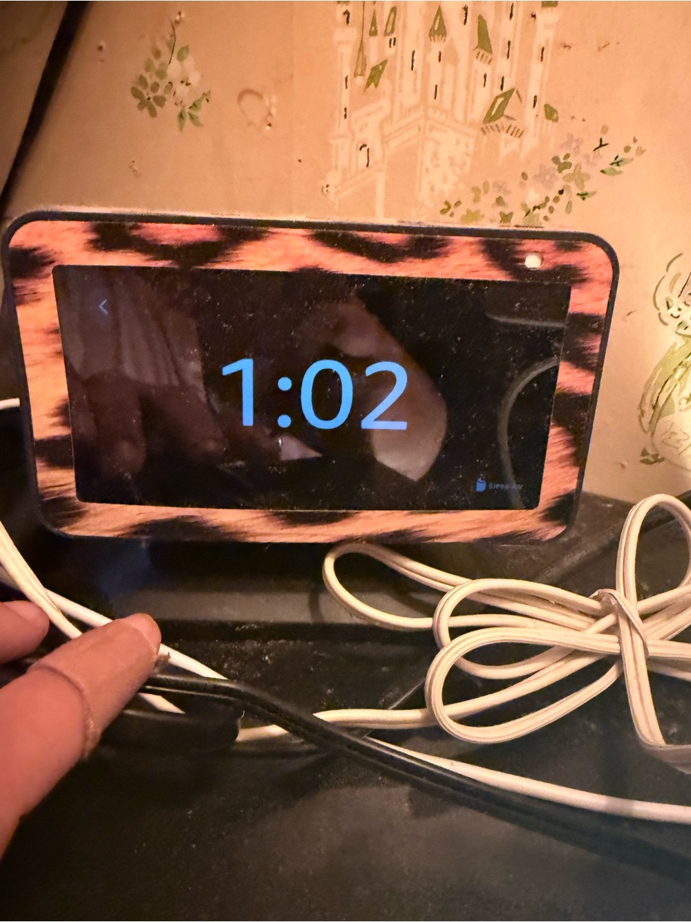 Amazon Echo Show 5- with Leopard -Print Skin Frame - Black/Orange